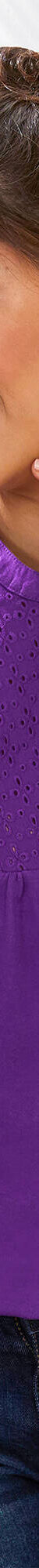 T-shirt col tunisien manches courtes, broderie anglaise (violet) T-shirt col tunisien manches courtes, broderie anglaise (violet)